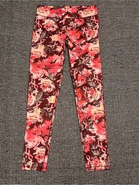 Floral Pink Ribbon Print Leggings